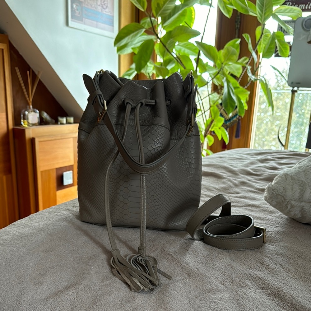Elegant Gray Bucket Bag